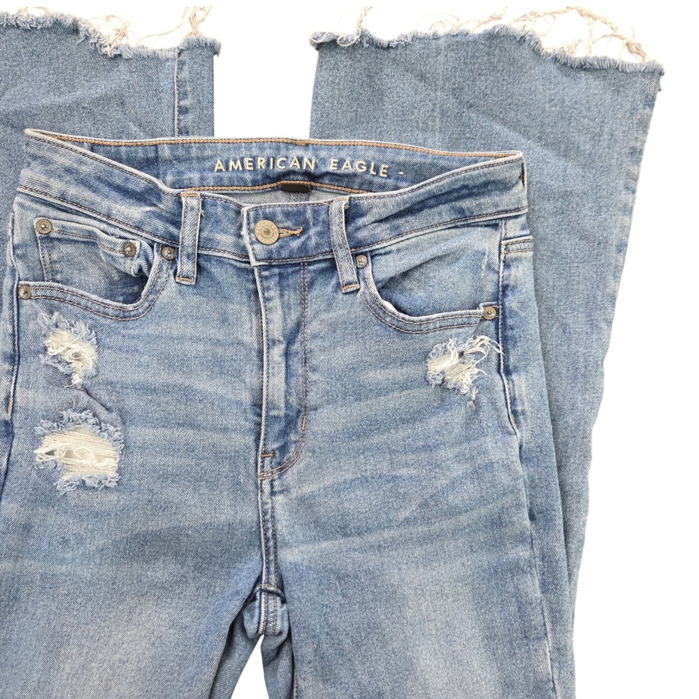 American Eagle Flare distressed denim light wash size 2 regular